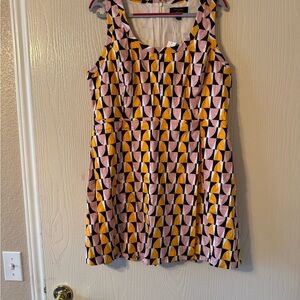 Banana Republic Geometric Patterned Dress in Pink, Yellow, and Black
